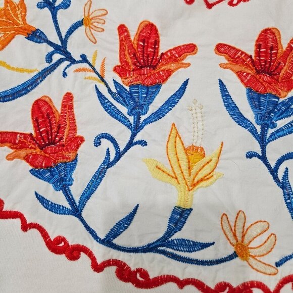 Zara Embroidered Floral Top Sweater Long Sleeve Sz Large White Boho Cottagecore - Picture 5 of 10